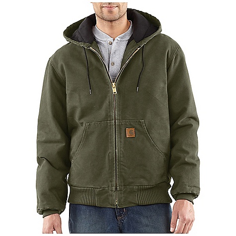 carhartt men's army green flannel lined active jacket