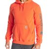 carhartt men's signature sleeve logo midweight sweatshirt hooded,orange