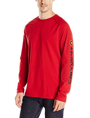 carhartt men's force cotton delmont sleeve graphic t-shirt,crimson