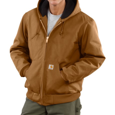 carhartt men's quilted flannel lined duck active jacket j140 carhartt brown