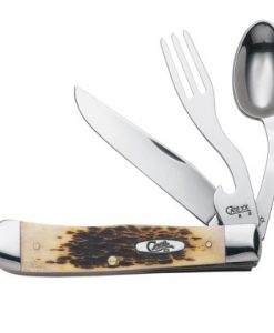 case cutlery 00052 knife with stainless steel blades amber bone