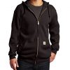 carhartt men's midweight sweatshirt hooded zip front original fit k122 black