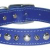 omni pet signature leather pet collar with spike and stud ornaments, blue,