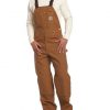carhartt men's big & tall duck bib overalls unlined r01,brown