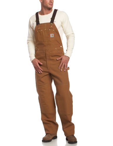 carhartt men's big & tall duck bib overalls unlined r01,brown