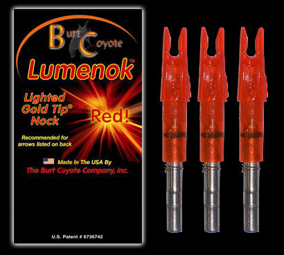 burt coyote lumenok lighted gold tip nock 3 pk.