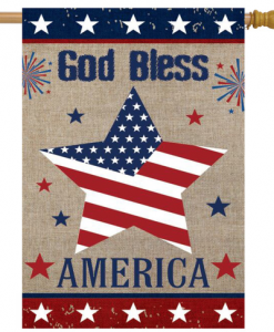 Briarwood Lane God Bless America Star Burlap House Flag #HFBL-H01167