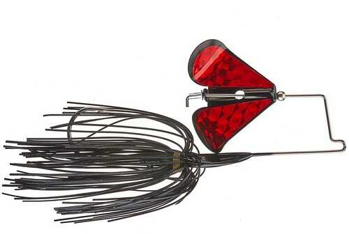 Prototype Lures Guerrilla Buzz 3/8 Oz - Black With Black Blade Red Prism Tape # PGB38-12