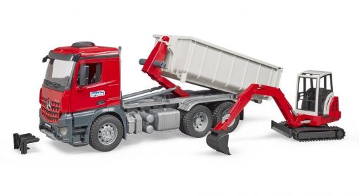 Bruder MB Arocs Truck w/ Roll-Off-Container + Mini Excavator #BT3624