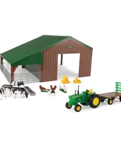 Tomy 1:32 Shed John Deere Tractor Wagon with Animals