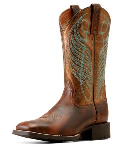 Ariat Women's Round Up Wide Square Toe Western Boot - Yukon Brown #10016317