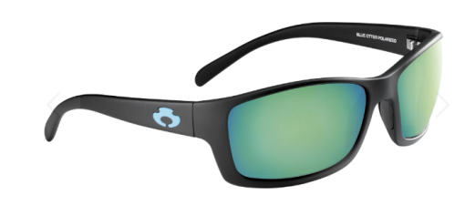 Blue Otter Polarized Sunglasses Oconee Matte Black-Deep Green Nylon