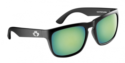 Blue Otter Polarized Sunglasses Cumberland Matte Black-Deep Green Nylon