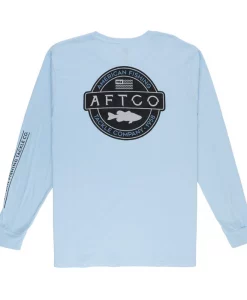 Aftco Men's Bass Patch Long Sleeve T-Shirt - Blue Steel Heather #MT4313