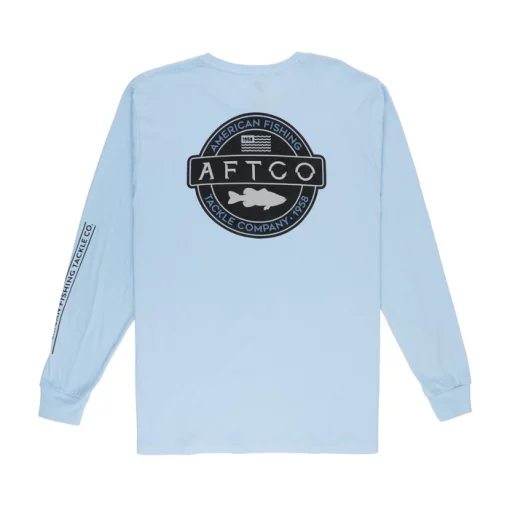 Aftco Men's Bass Patch Long Sleeve T-Shirt - Blue Steel Heather #MT4313