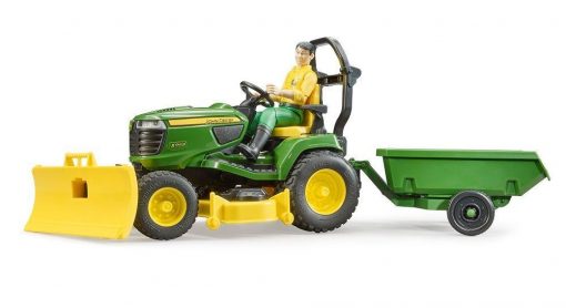 Bruder Bworld John Deere Lawn Tractor w/ Trailer and Figure #BT9824