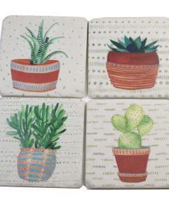 Ganz Tabletop Cactus Coaster 4 Piece Set Resin Plants #CB173844