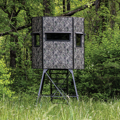 5' X 7' WRANGLER CAMO HUNTING BLIND WITH COMBO WINDOWS & 8' TOWER