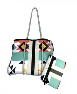 Girlie Girl Neoprene Tote Bag - Aztec Grey Stripe #NP-4500