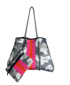 Girlie Girl Neoprene Tote Bag - Camo Light Grey Pink #NP-4500