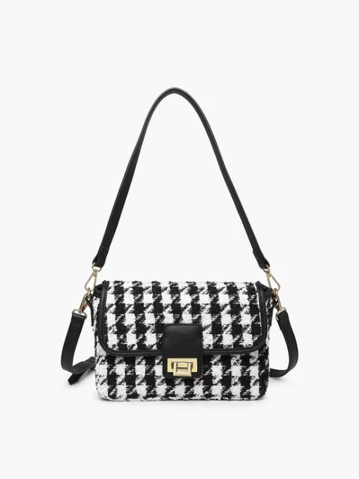 Jen & Co Elodie Houndstooth Crossbody Black/White