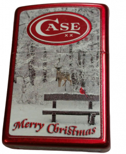 Case Merry Christmas Dark Red Bone Zippo Lighter #50177 RED
