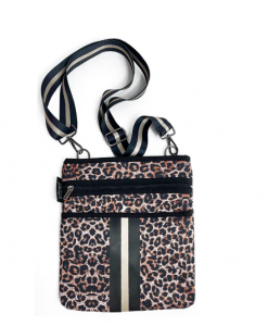 Girlie Girl Neoprene Crossbody Bag - Leopard Brown Beige #NP-3500