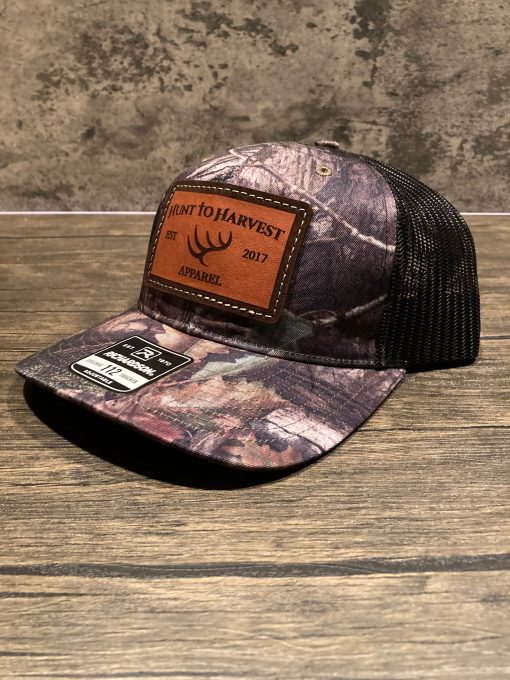 Hunt to Harvest Leather Patch Hat Mossy Oak Country