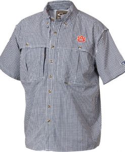 Drake Auburn Plaid Wingshooter's Shirt Short Sleeve Navy #SDAUB2670