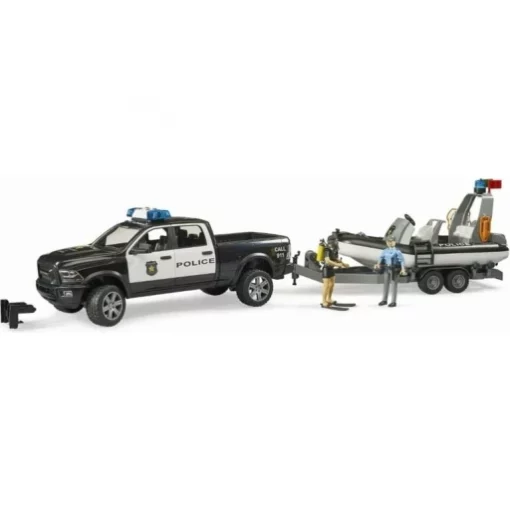 Bruder Police Pickup With Trailer And Boat #BT02507