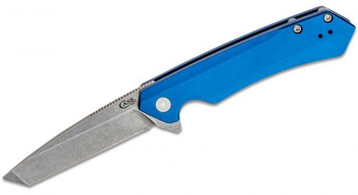 Case Knife Kinzua Stonewashed Tanto Blade, Blue Anodized Aluminum Handles #64684