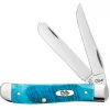 Case Knife Sawcut Jig Caribbean Blue Bone Mini Trapper #02838
