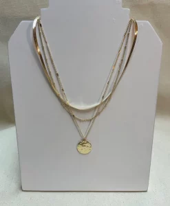 Fouray Fashion 3 Piece Necklace Gold Flat #N126