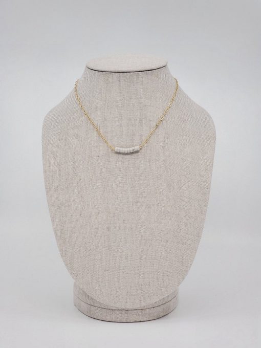 Fouray Fashion Gold White Bead Necklace #N149WHT