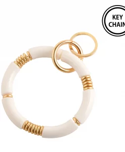 Fouray Fashion Gold White Key Chain #K102