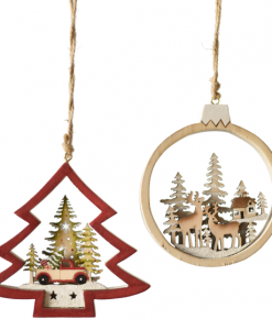 Ganz Laser-Cut Tree And Deer Scene Ornaments - 6 Piece #MX181268
