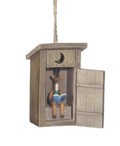 Ganz Outhouse With Deer Inside Ornament #G012789