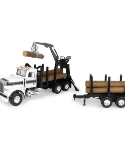 Tomy Big Farm Peterbilt 1:16 Scale Model 367 Logging Truck with Pup Trailer and Logs