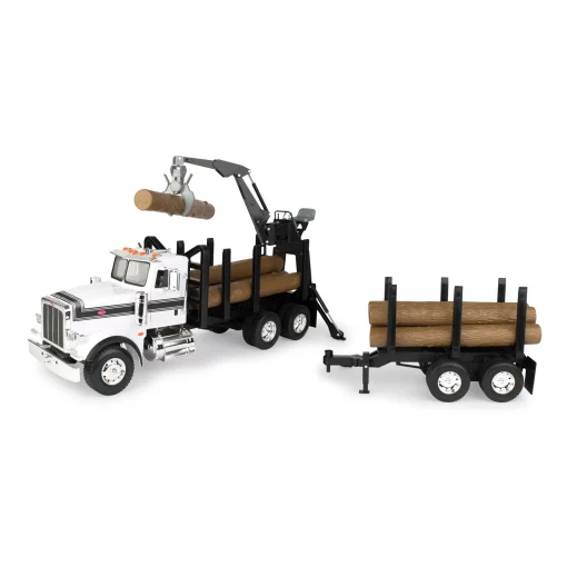 Tomy Big Farm Peterbilt 1:16 Scale Model 367 Logging Truck with Pup Trailer and Logs