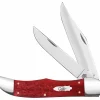 Case Knife Smooth Old Red Bone Folding Hunter With Sheath #11324