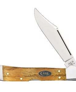 Case Knife Yellow Curly Oak Smooth Wood Mini CopperLock #47127