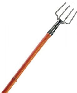 B’n’M 4‑Prong Handled Frog Gig with 7′ Bamboo Handle