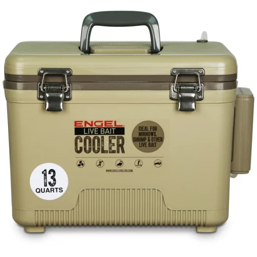 Engel 13Qt Live Bait Cooler With Pump Stainless Hardware Tan #LBC13T-PRO