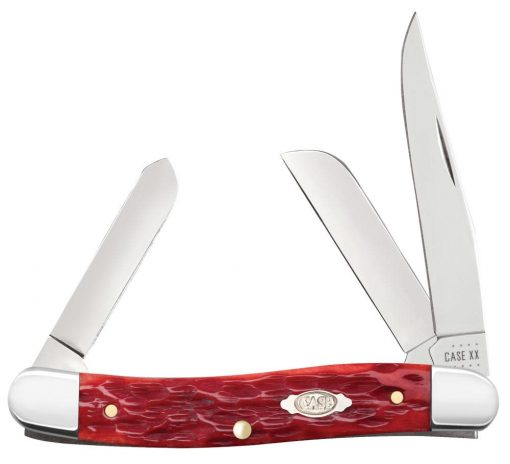 Case Knife Peach Seed Jig Red Bone Medium Stockman #31951