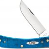 Case Sawcut Jigged Caribbean Blue Bone Sod Buster Jr. Pocket Knife #C25590
