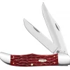 Case Knife Carbon Steel Folding Hunter with Dark Red Handles #31960