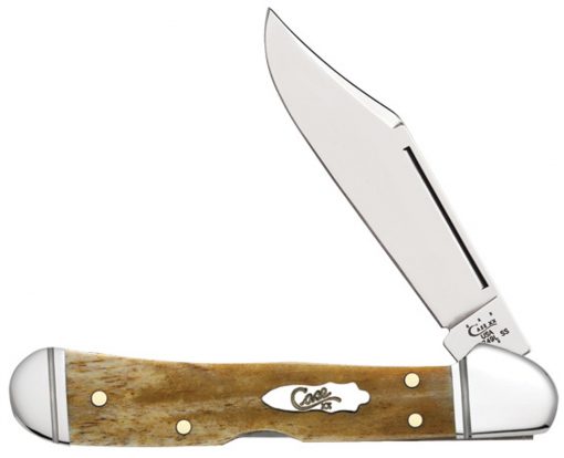 Case Knife Smooth Antique Bone Mini Copper Lock #58186