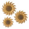 K & K Interiors Distressed Golden Yellow Metal Wall Sunflower - 3 Pieces #16313A