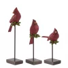 K & K Interiors Resin Cardinals With Holly On Black Metal Spindle - Medium #55141A-1