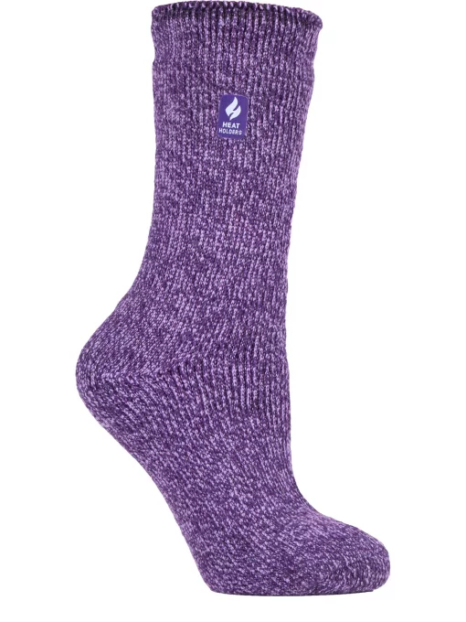 Heat Holders Women's Primrose Twist Crew Socks- Purple